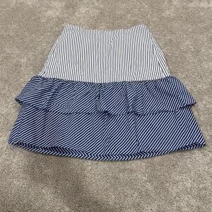 J Crew Women's Mini Skirt Blue White Stripes with‎ Ruffles Size 8